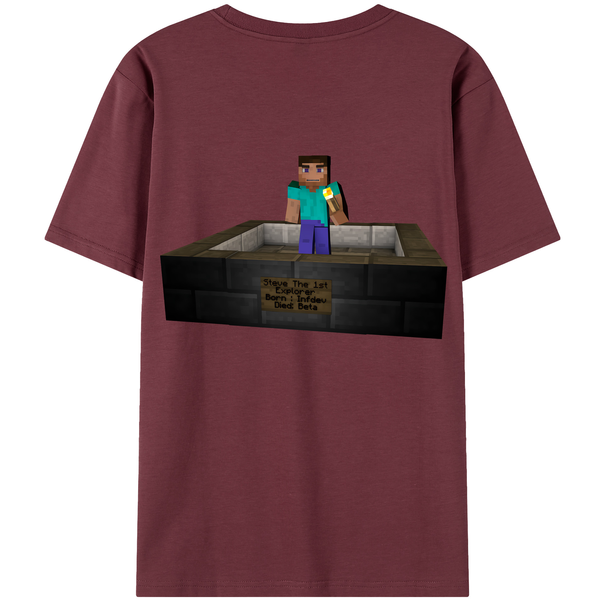 （画像用） マインクラフト ブロックの世界 Minecraft MC Block world 綿100％半袖Tシャツ（背面プリント）